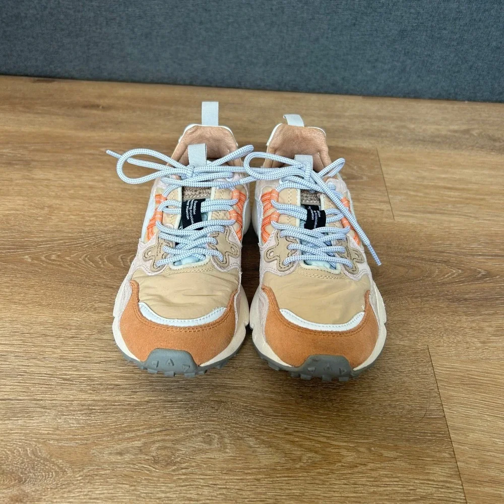 Flower Mountain Yamano 3 Womens Sneakers Tan Orange Blue Barely Worn
